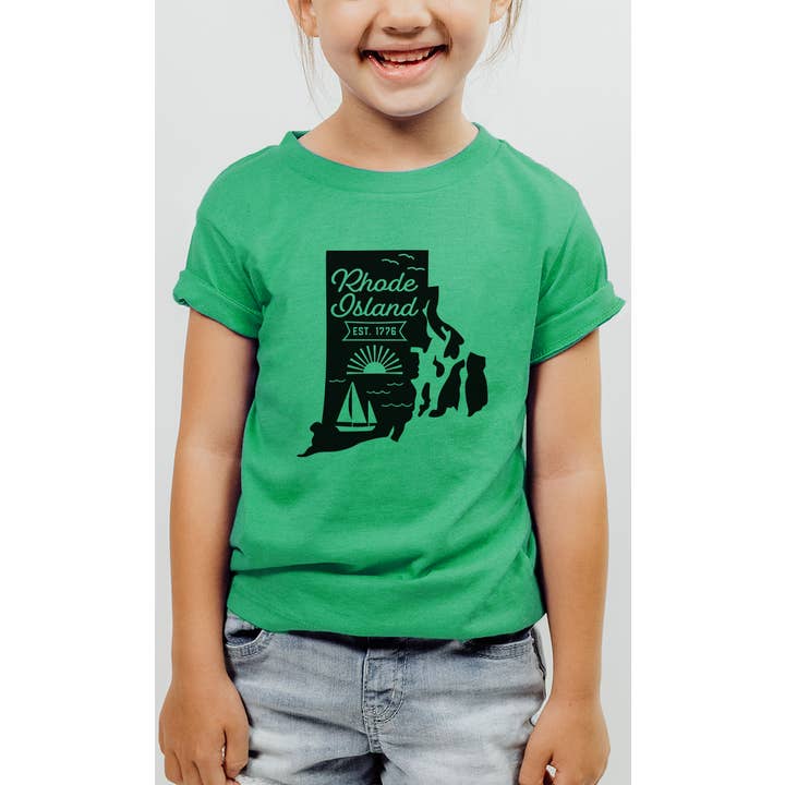 Rhode Island State Outline Kids Graphic Tee for wholesale by Kids By Kissed Apparel