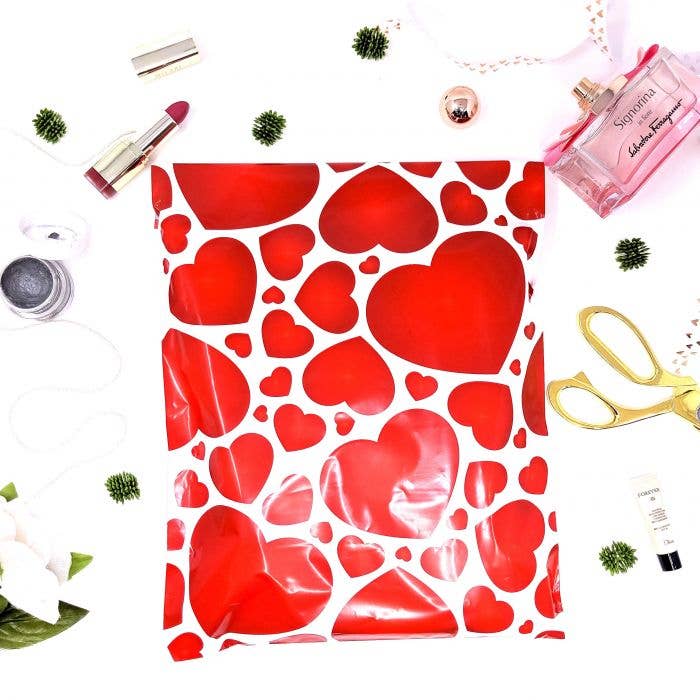 Eleven Fashion – Envelopes por atacado – Mailers de Designer Poliéster 10x13 Corações Vermelhos2