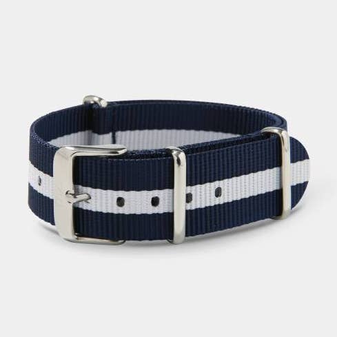 Correa de nylon azul-blanco-plata para venta al por mayor de Meerzeit