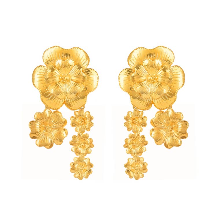 Örhängen Amália Bouquet i guldpläterat silver för wholesale av PORTUGAL JEWELS