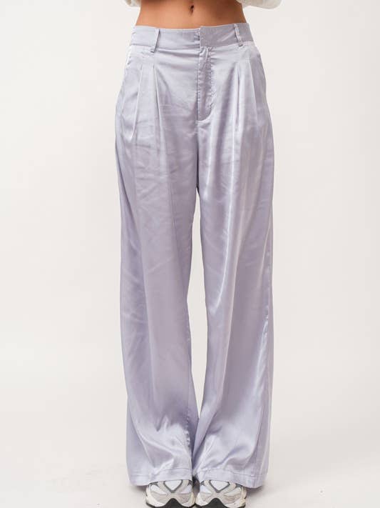 Silver PP17585 - Chloe Satin Wide Pants for wholesale on Faire0