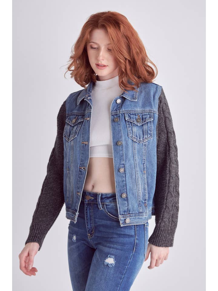 Nature Denim - Wholesale Spijkerjack/spijkerjas - Dames - Chique spijkerjack met sweatermouwen - NT1212MG voor dames1