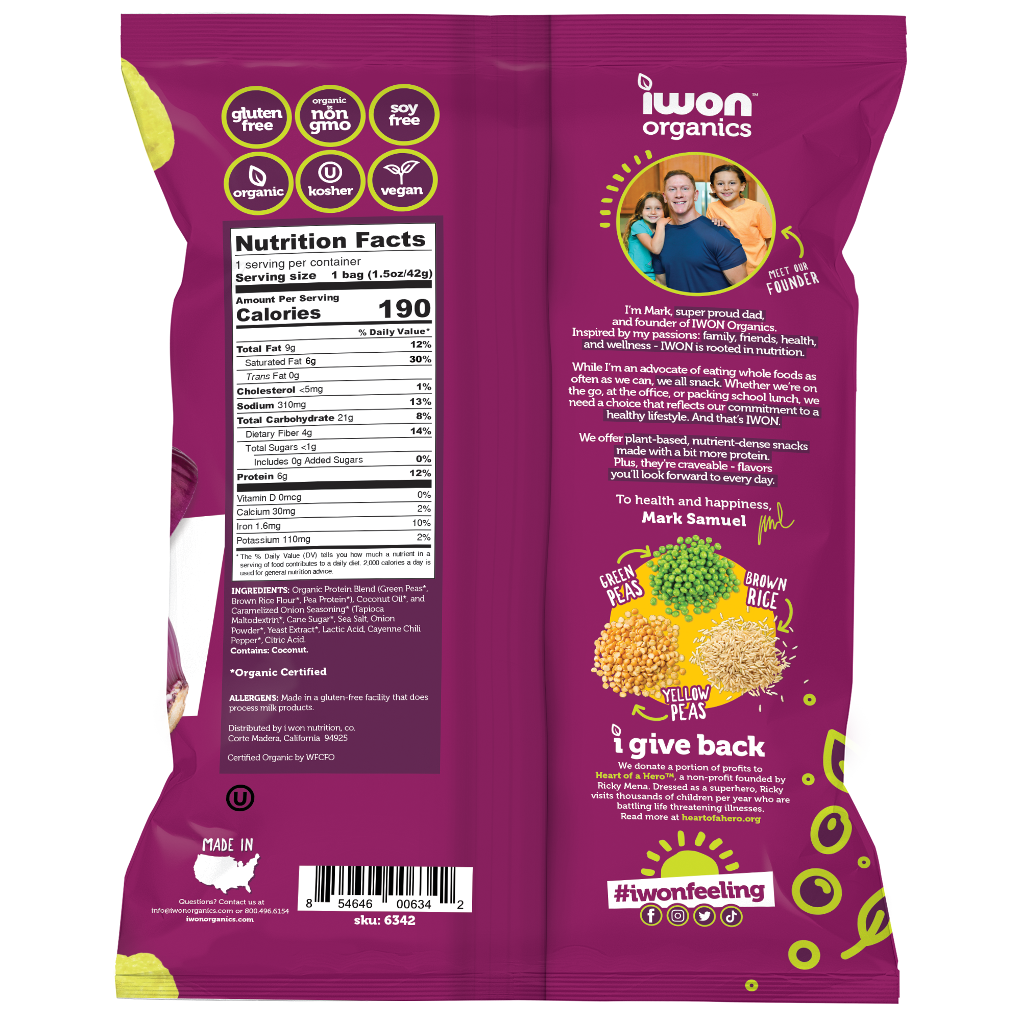 Awakened Foods - Wholesale Puffed Snack - IWON Organics Caramelized Onion Puffs (1.5 oz)1