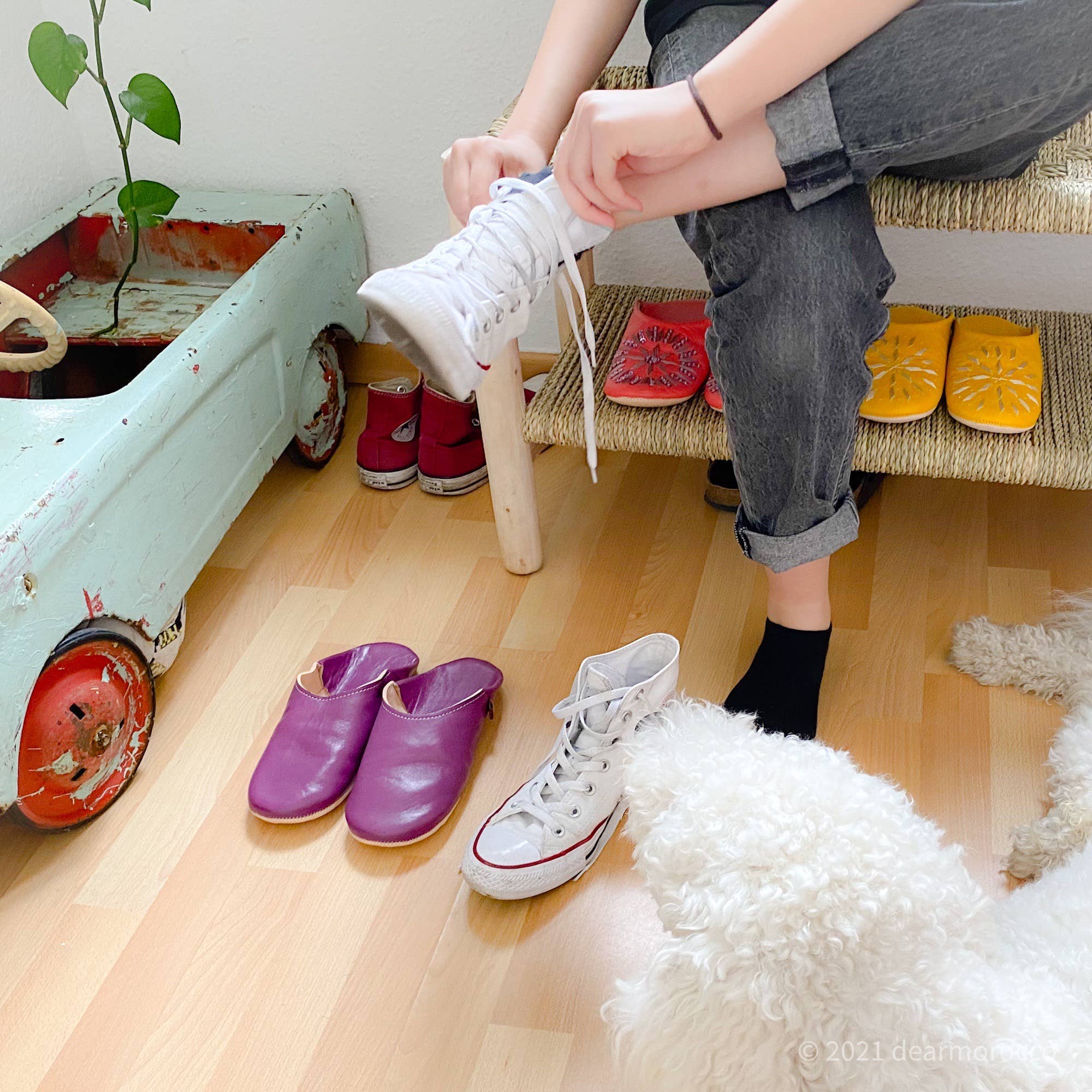 dear Morocco - Venta al por mayor Zapatillas para casa - Mujer - Zapatilla de piel marroquí Babouche//Romi Sunset9