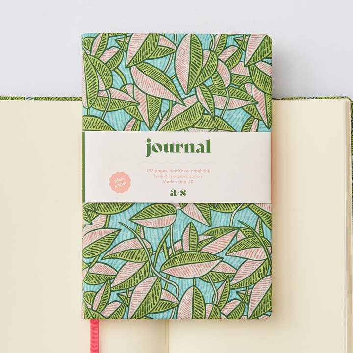 Diario de Tela de Planta Tropical A5 - Páginas Lisas en Crema para venta al por mayor de Another Studio UK