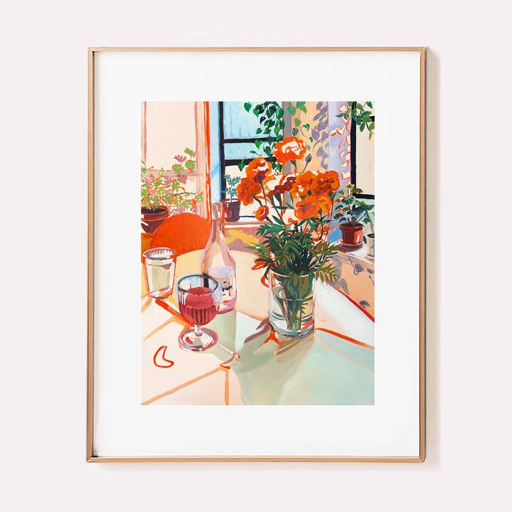 Anissa Riviere Art and Prints - Wholesale Art Print - "Olivia's House" Wine and Flowers in NYC Signed Giclee Print0