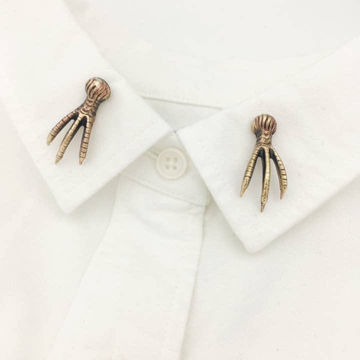 Metal Cloth & Wood - Wholesale Brooch - Gothic Handmade Brass Vintage Bird Claw Talon Brooch or Pin1