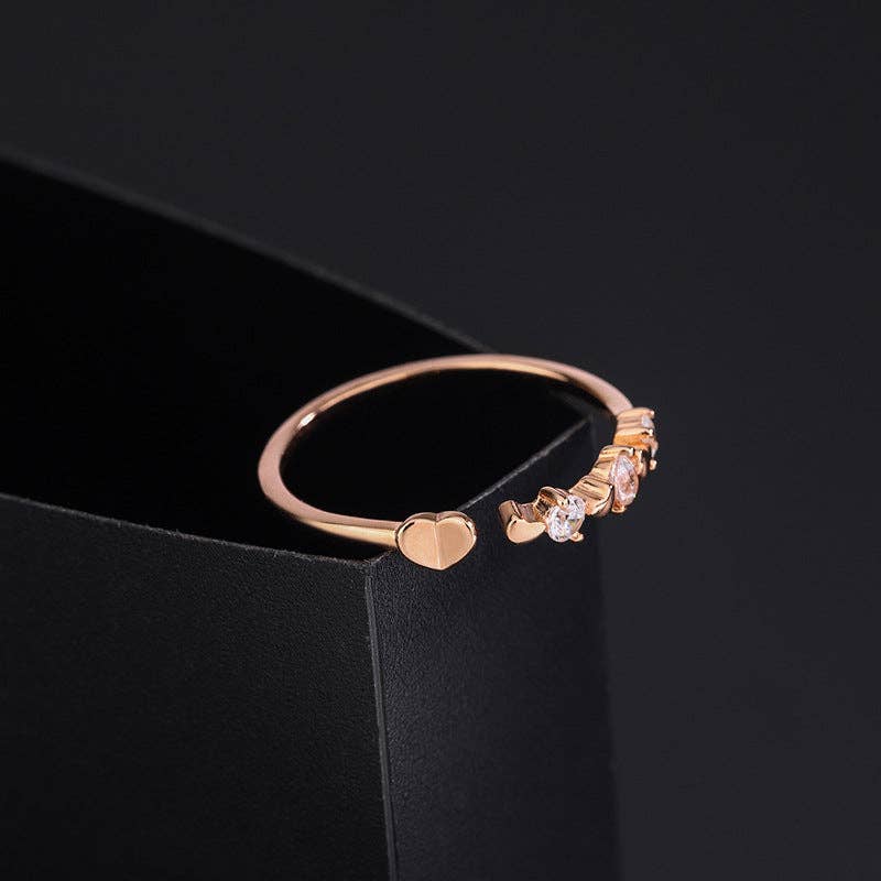 Perimade & Co. LLC - Wholesale Multi-Stone Ring - Dainty Gold Heart Open Stacking Ring in 925 Sterling Silver4