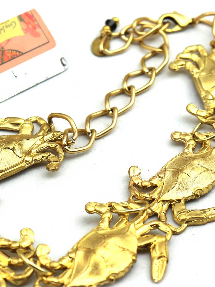 Zeer gedetailleerde 18" verstelbare koperen halsketting met krabkraag voor wholesale door Gay Isber Designs