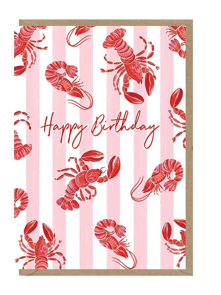 HON43 Lobsters Birthday Card for wholesale by Earlybird Designs