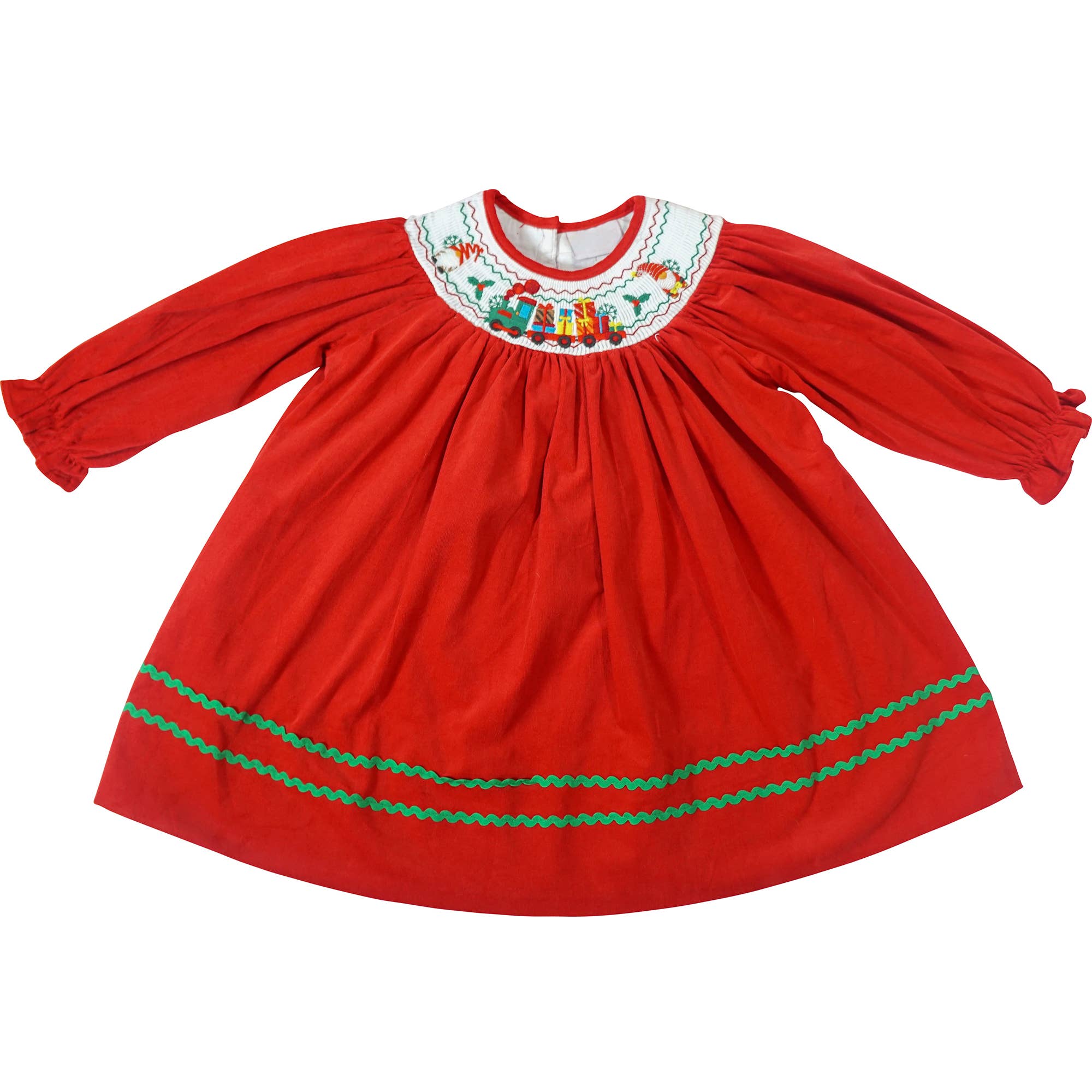 Angeline Kids - Wholesale Dress - Kids - Baby Girl Christmas Gift Genome Santa Corduroy Smocked Dress2