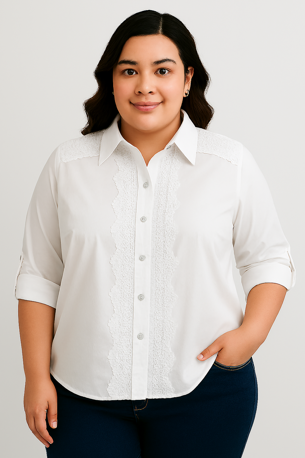 Afinity - Vente Chemise à col boutonné – femme - Chemise femme grande taille Élégance & confort en coton M19212