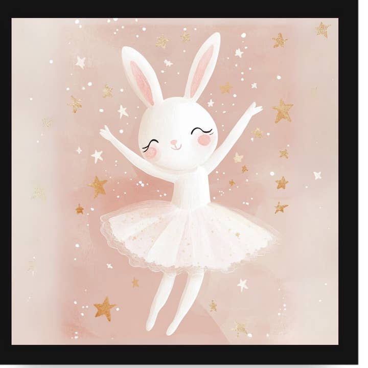 Bailey the Twirling Bunny Framed Canvas by DLJ for wholesale by Dancing Littles Jungle