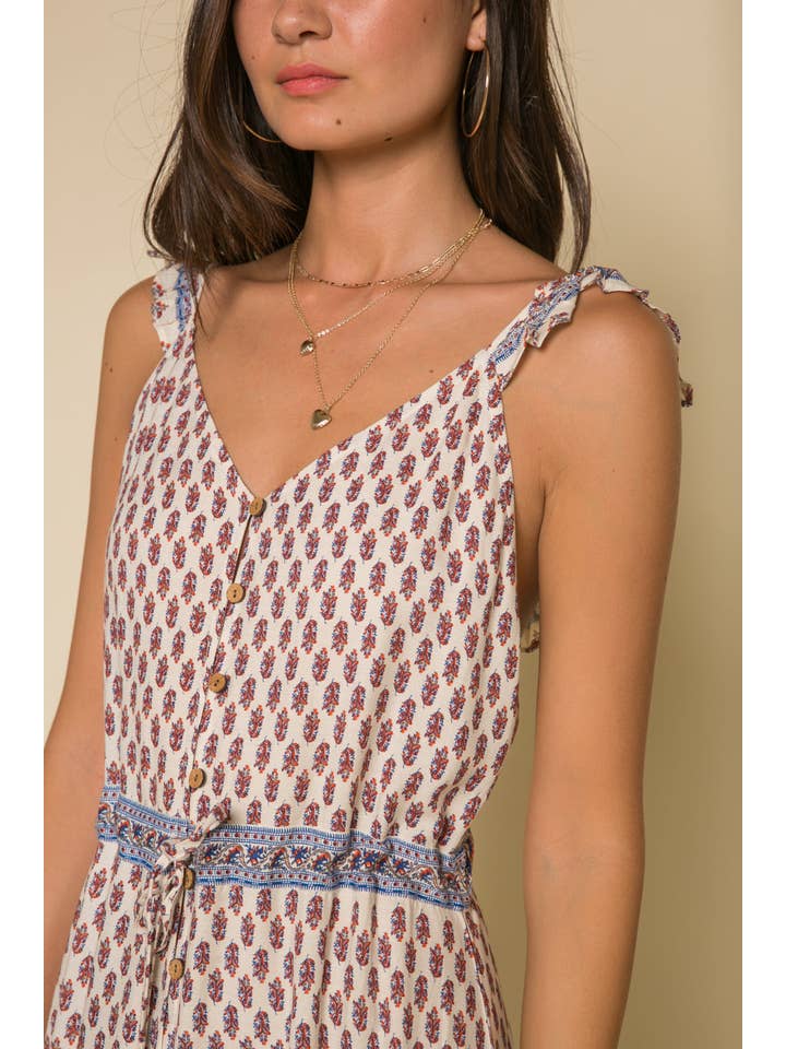 Ivoire Robe maxi Avah à volants et bretelles en vente sur Faire2