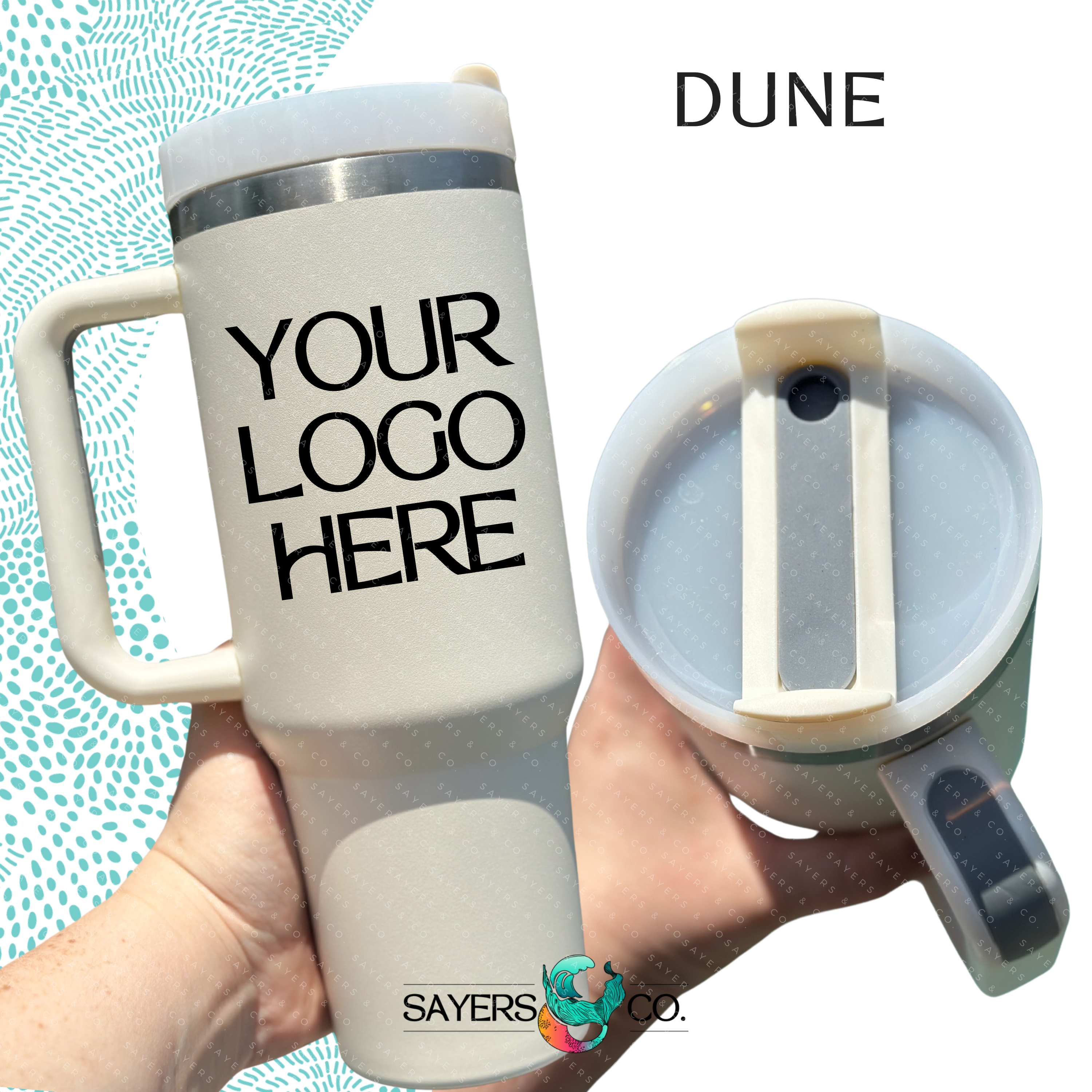 Sayers & Co. - Wholesale Insulated Mug/Tumbler - CUSTOM DECAL LOGO- 40 oz Double Walled Screw Matte Tumbler4