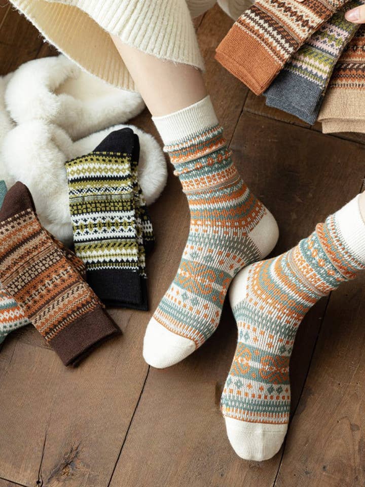 Funkyrel® Atzbranding Limited - Vente Chaussettes – femme - Chaussettes d'automne-hiver à motif géométrique6