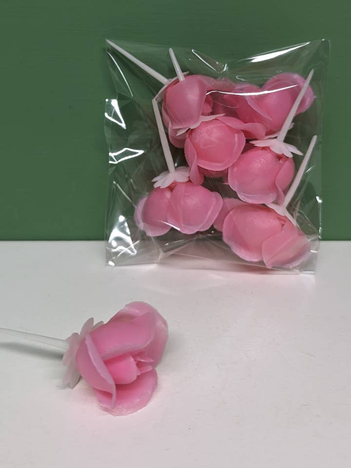 Pink rosette cupcake picks for wholesale by vintagegoodies