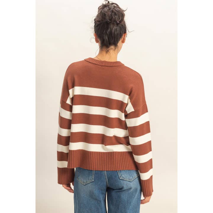 Double Zero - Wholesale Knit Sweater - Women's - Striped Crew Neck Sweater7