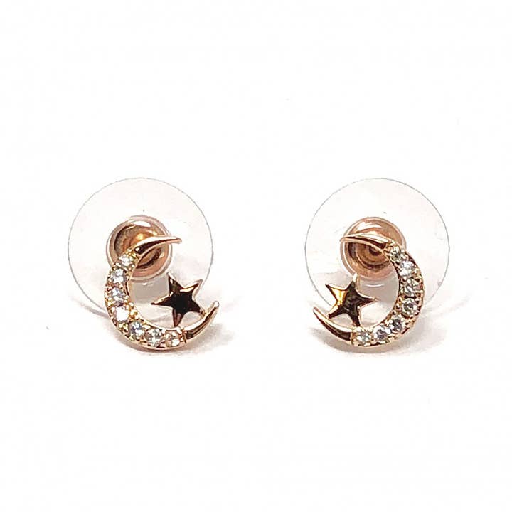 Lovethelinks Ltd - Wholesale Stud/Post Earrings - Moon & Stars Sparkly Earrings