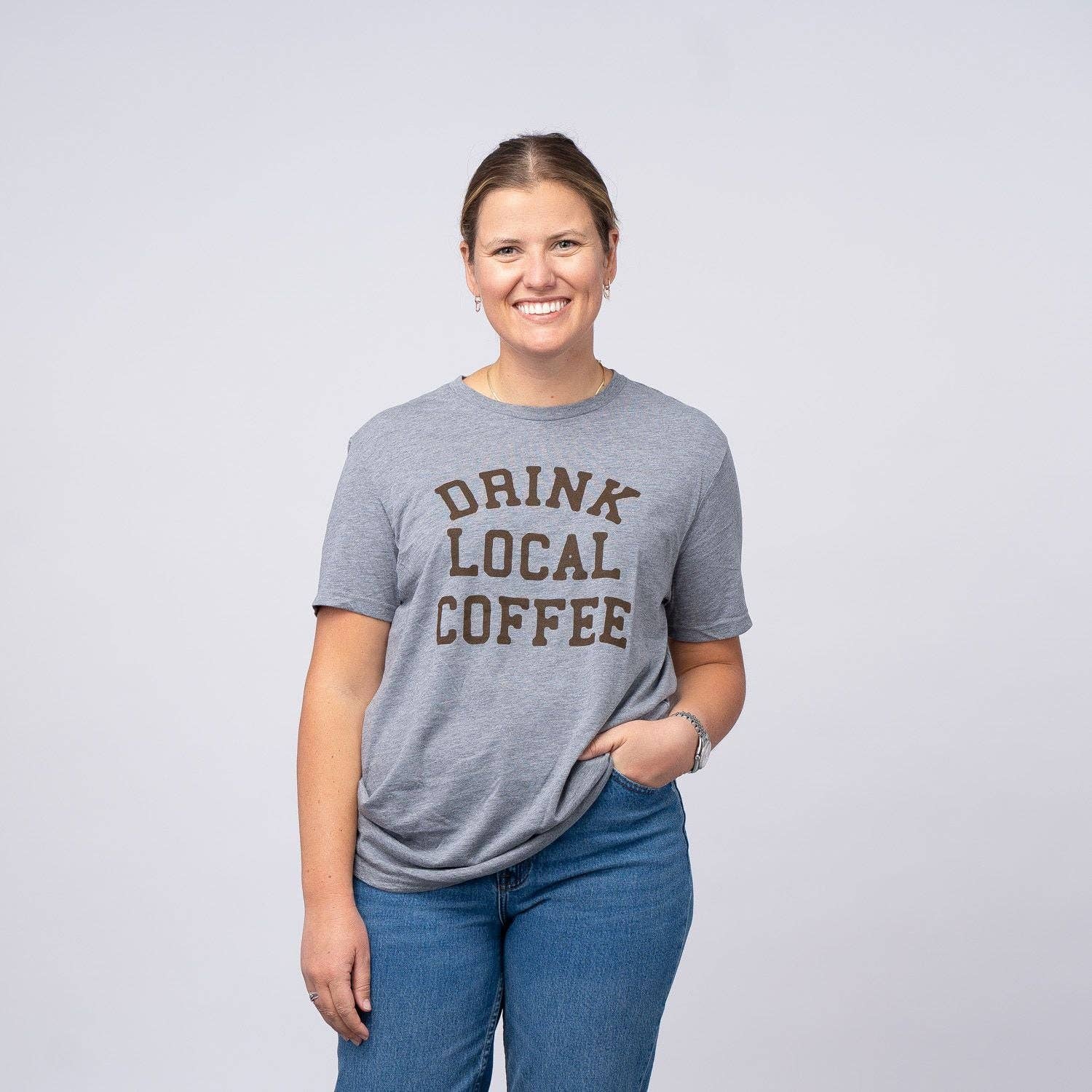Jupmode - Wholesale Screen Printed T-Shirt - Unisex - Drink Local Coffee Shirt4