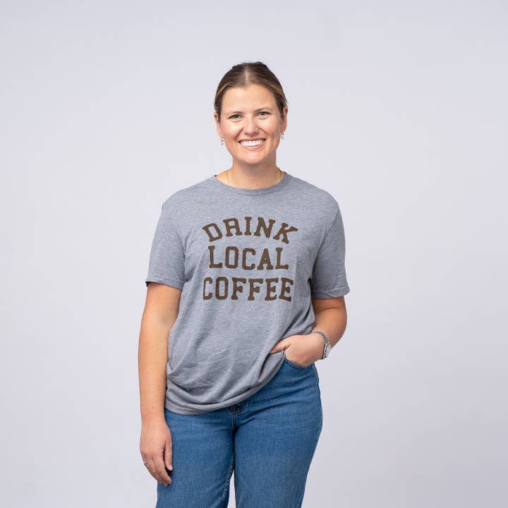 Jupmode - Wholesale Screen Printed T-Shirt - Unisex - Drink Local Coffee Shirt4