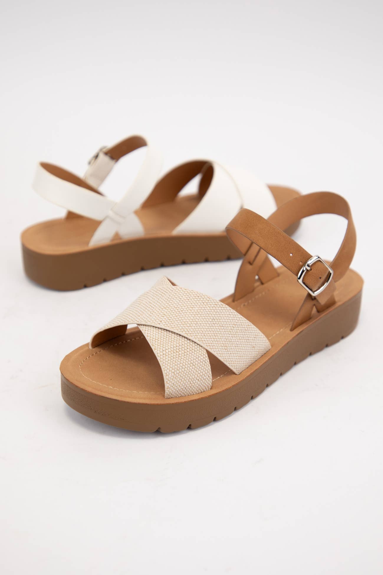 CCOCCI - Wholesale Sandals - Women's - CHESTER CRISSCROSS UPPER SANDALS WITH ANKLE STRAP3