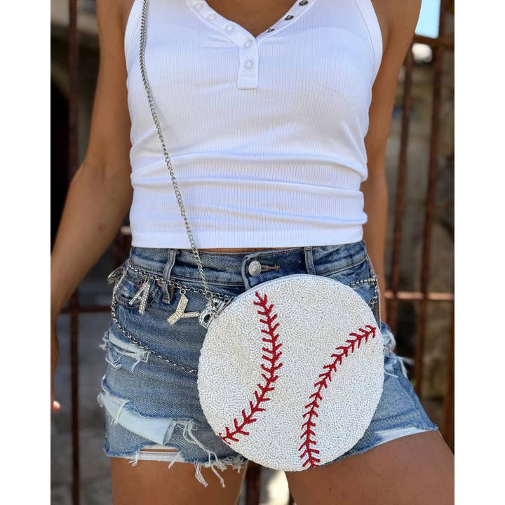 Live Love Gameday® - Wholesale Crossbody Bag - Women's - Solid Beaded Baseball Crossbody Purse