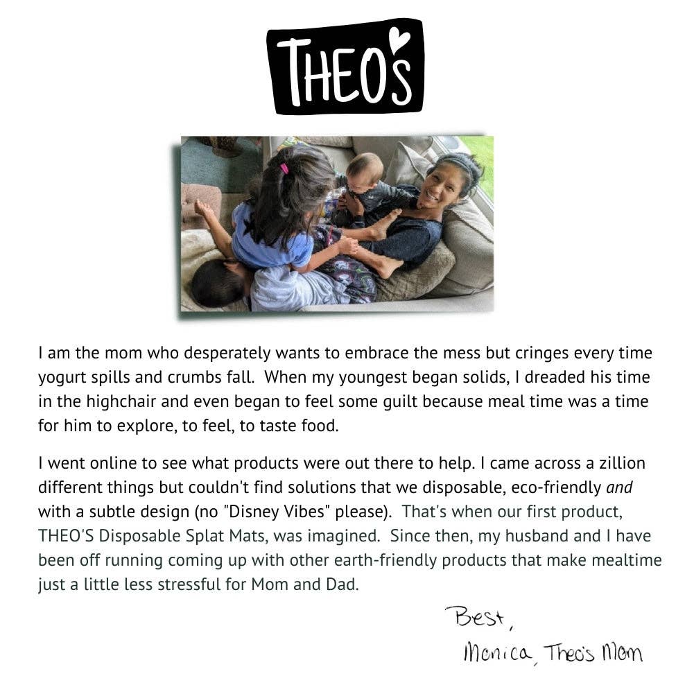 THEO'S – Engroshandel Dækkeserviet - Børn og baby – 30 PAKKE | Miljøvenlige engangs Splat Mats10