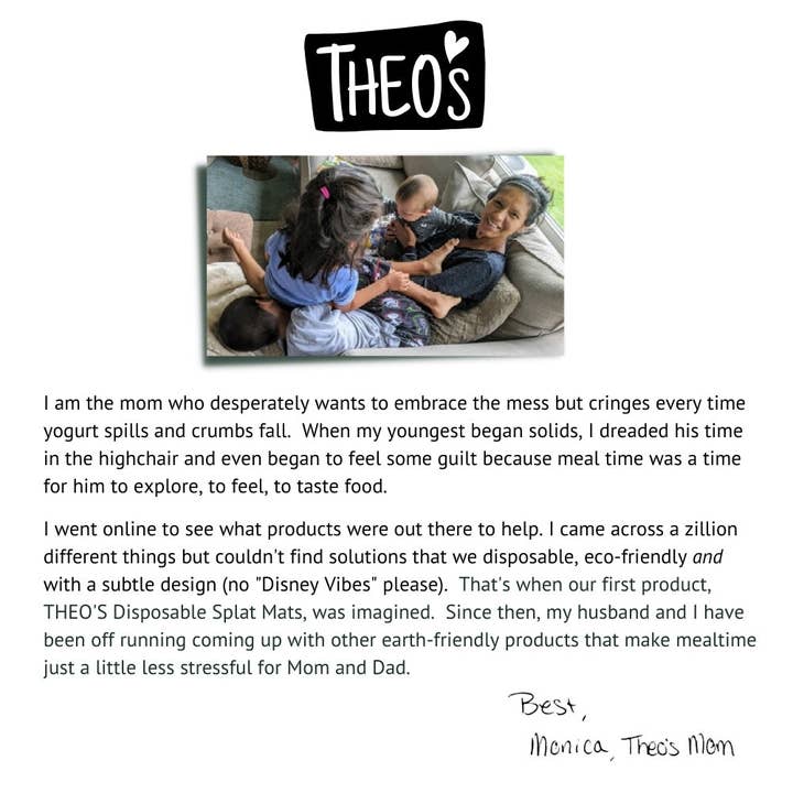 THEO'S – Engroshandel Dækkeserviet - Børn og baby – 30 PAKKE | Miljøvenlige engangs Splat Mats10