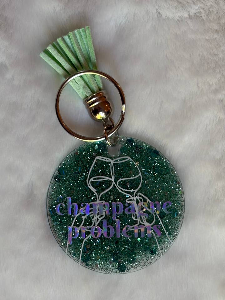 Acrylic Keychain - Champagne Problems for wholesale by Elation Collective