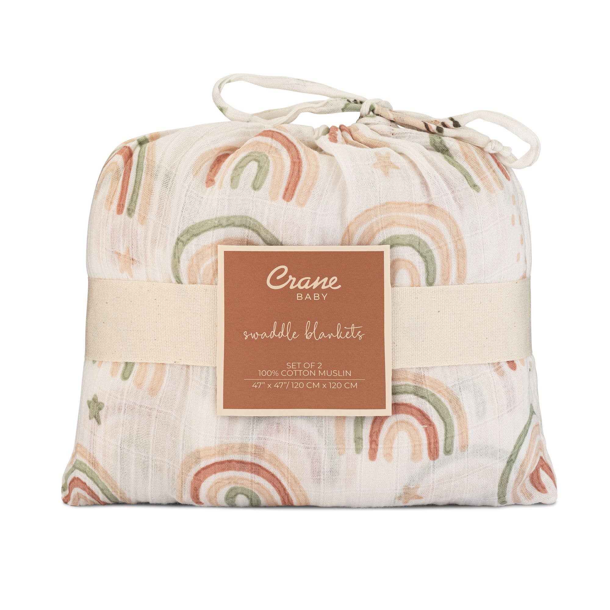 Crane Baby - Vente Ensemble de langes – bébé - Parker, 2 pièces Ensemble d'emmaillotage (papillon/arc-en-ciel)7
