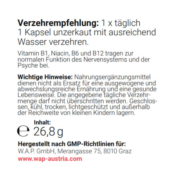 Viennas-Pharmacists - Vente Supplément oral/vitamine - VIENNA'S NERVE WELLBEING, vitamines B et tryptophane6