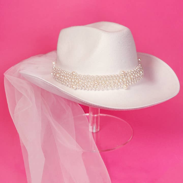 Festive Gal - Wholesale Cowboy Hat - Women's - Bride Cowgirl Hat with Pearl Band