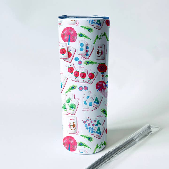 Mahjong Alphabet Pattern Tumbler 20 oz for wholesale by Dishique