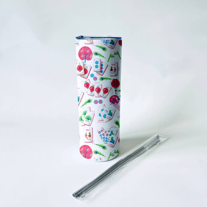 Dishique - Wholesale Insulated Mug/Tumbler - Mahjong Alphabet Pattern Tumbler 20 oz