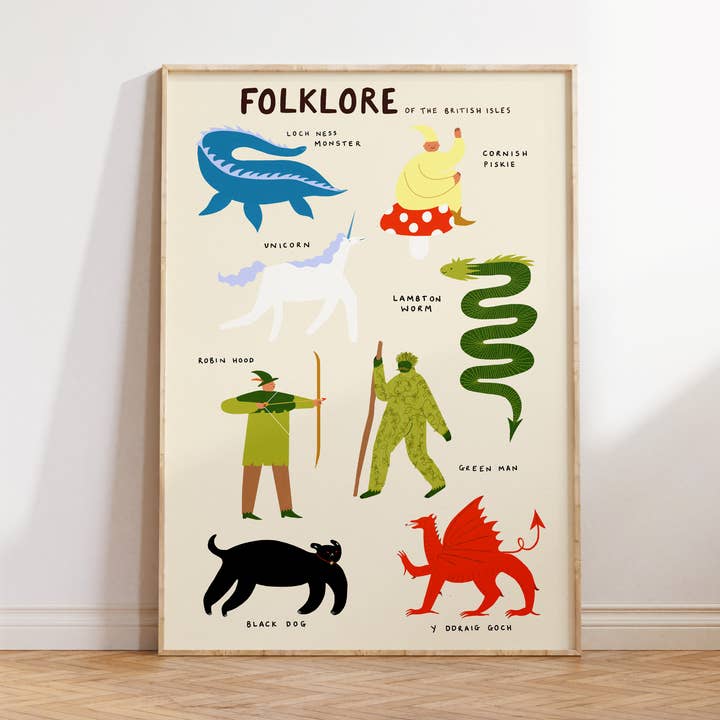 British Isles Folklore Creatures Art Print | Myths | Legends for wholesale by Little Black Cat Illustrated Goods