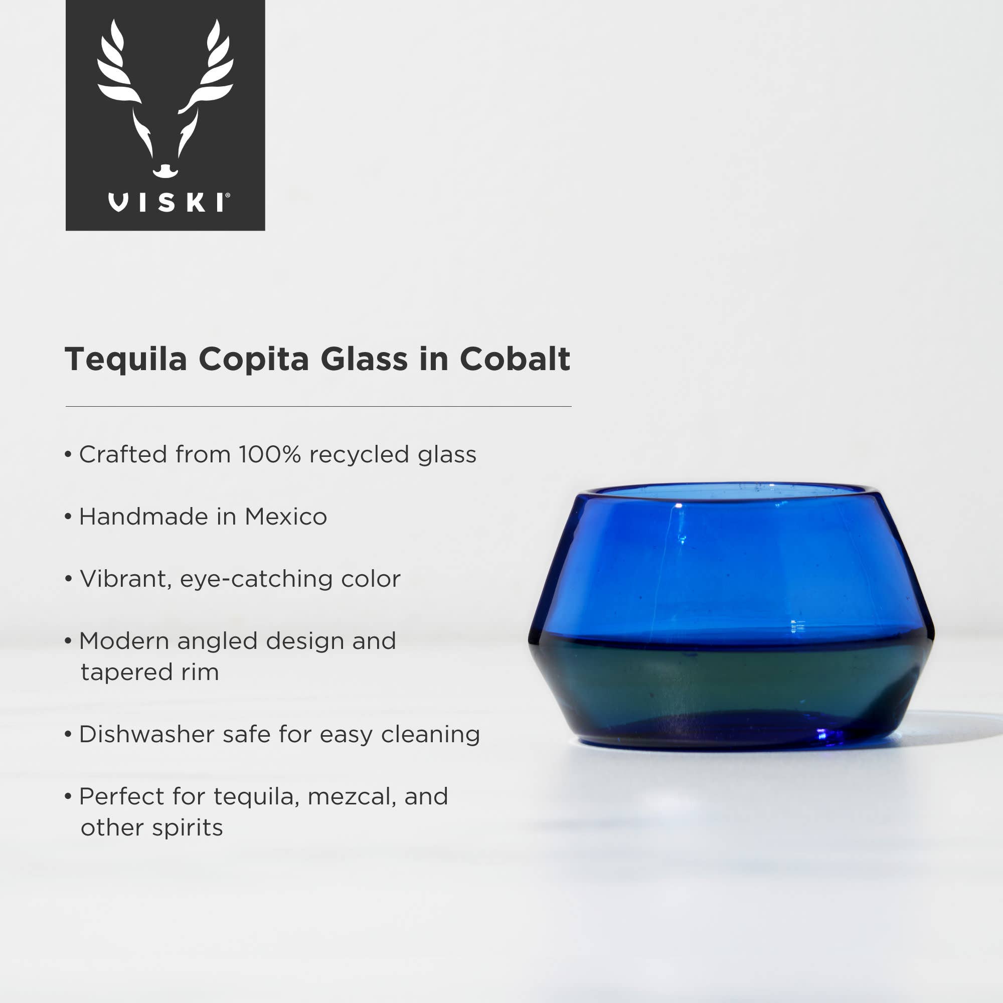 Viski - Vente Verres à cocktail/alcool - Copita en verre recyclé fait main en cobalt tequila5