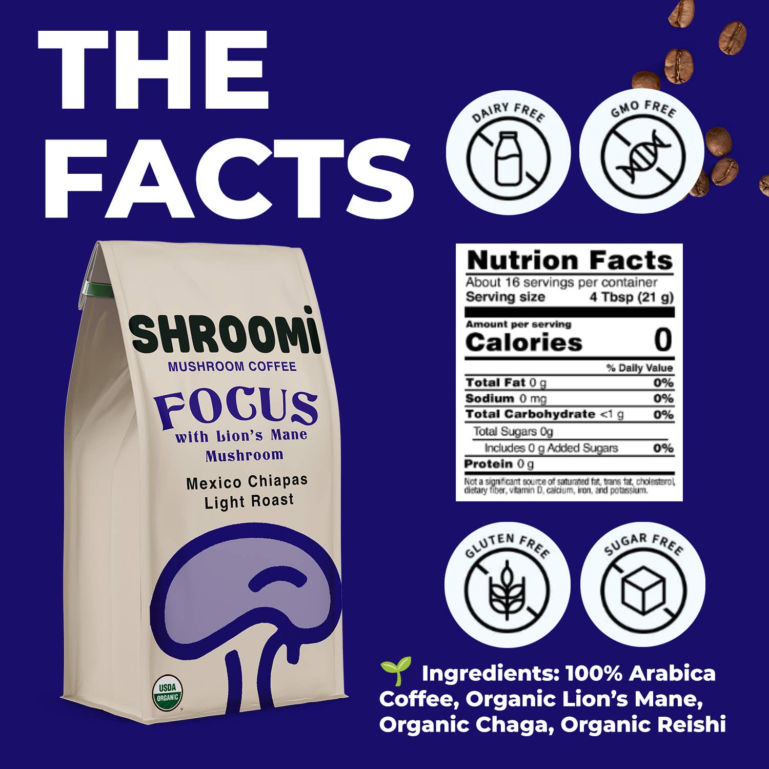 Shroomi - Wholesale Ground Coffee - Shroomi Mushroom Coffee - Light Roast Mexico, Ground Organic Coffee, 10oz Bag3