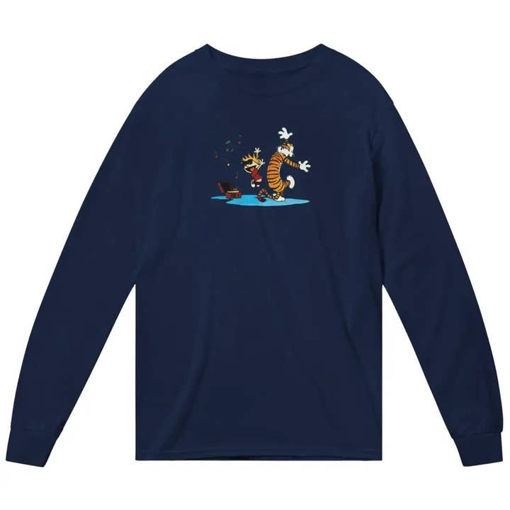 Art-O-Rama Shop - Wholesale T-Shirt (Graphic) - Unisex - Calvin and Hobbes Dancing with Record Player Long Sleeve Shirt3