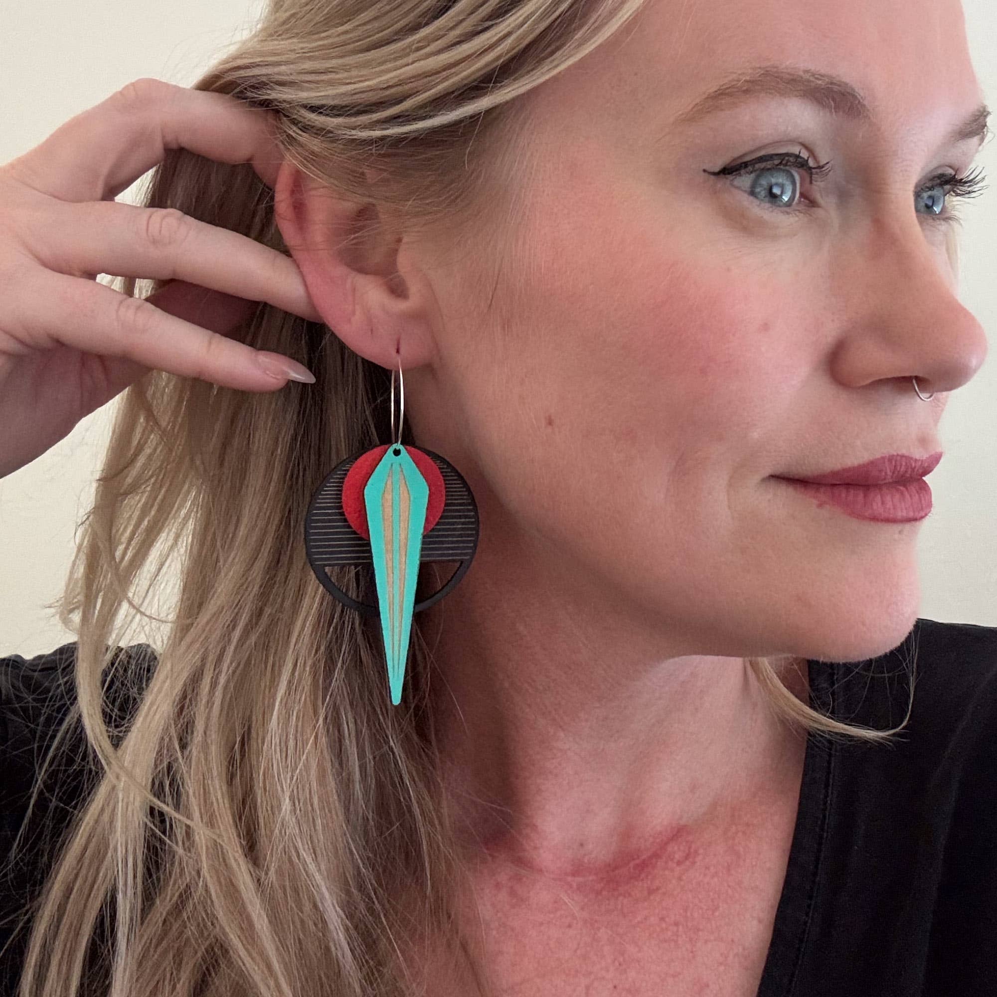 OTTI - Wholesale Dangle Earrings - Architectural Lightweight Leather + Birch earring: Naja RoB4