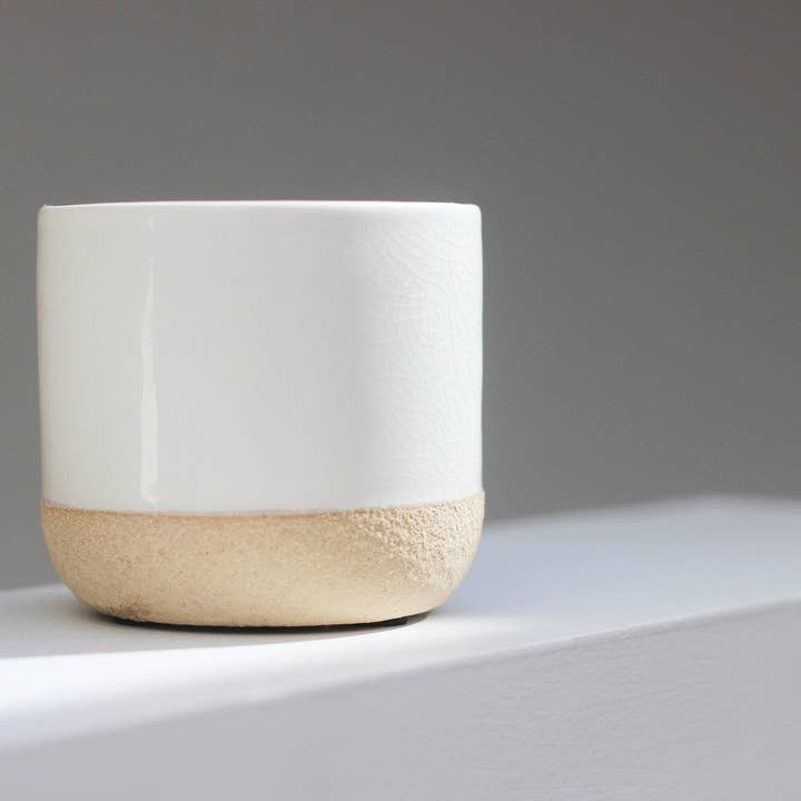 Sprout & About - Wholesale Plant Pot - Large Ceramic Planter Pot White on Beige3