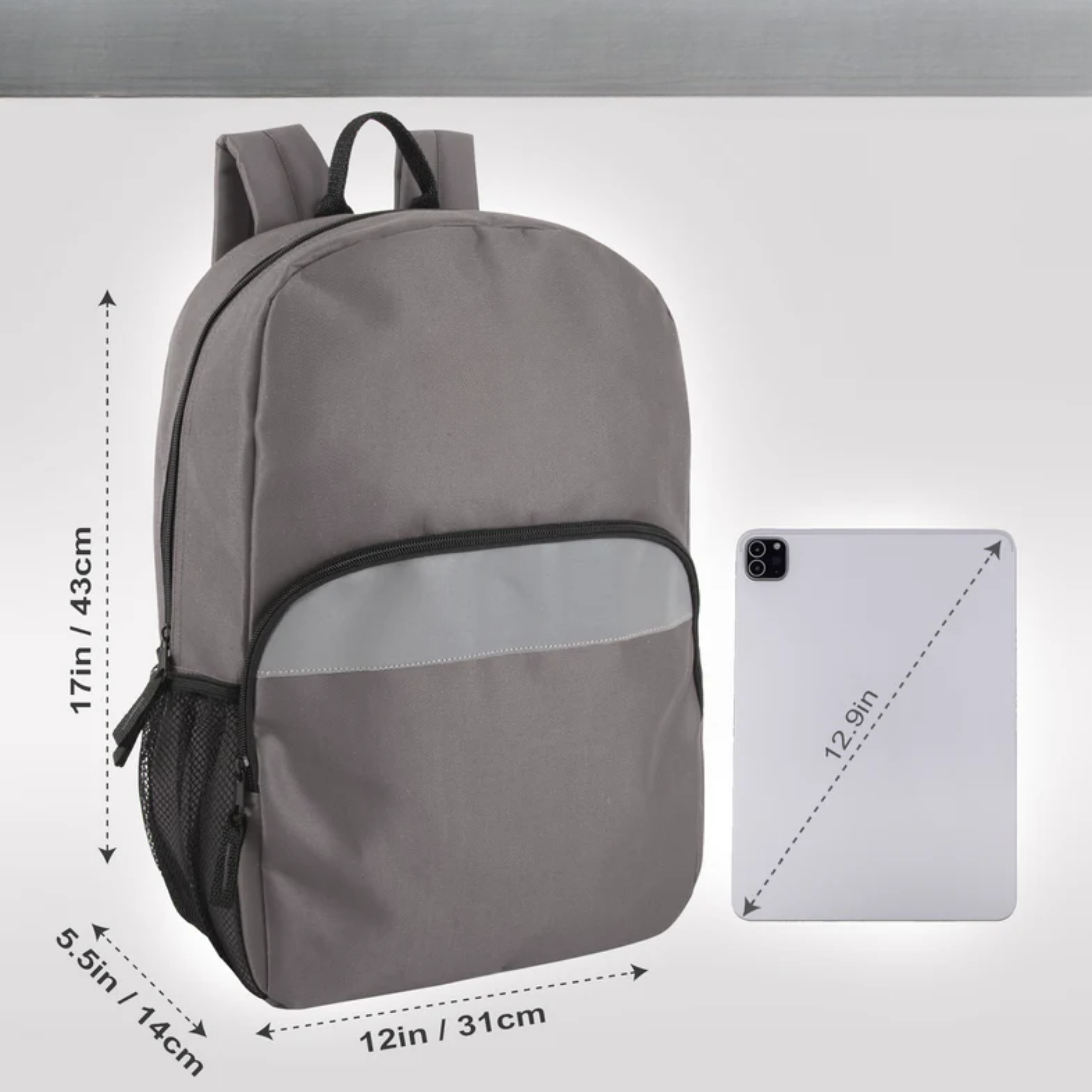 JSBlueRidge Toys - Wholesale Backpack – Child - 17'' Reflective Back To School Backpack with Side Pocket1