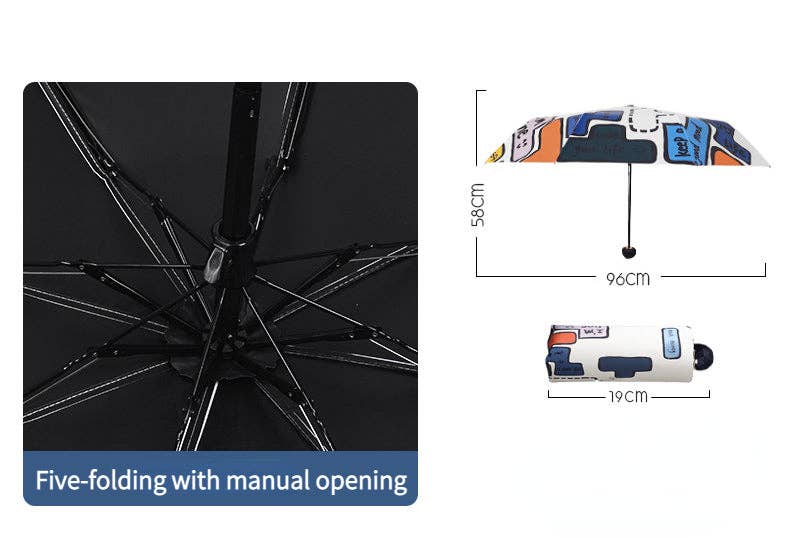 Funkyrel® Atzbranding Limited - Wholesale Umbrella - Women's - Tetris Pattern Folding Travel Umbrella for Sun and Rain6