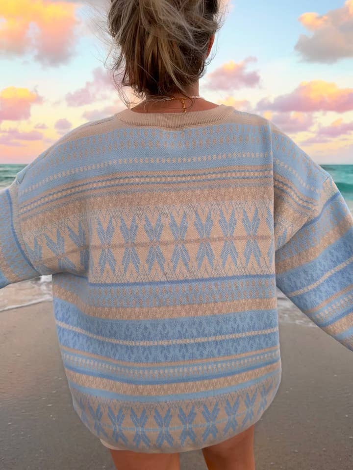 Blue Snowflake Aspen Ski Winter Sweater for wholesale on Faire