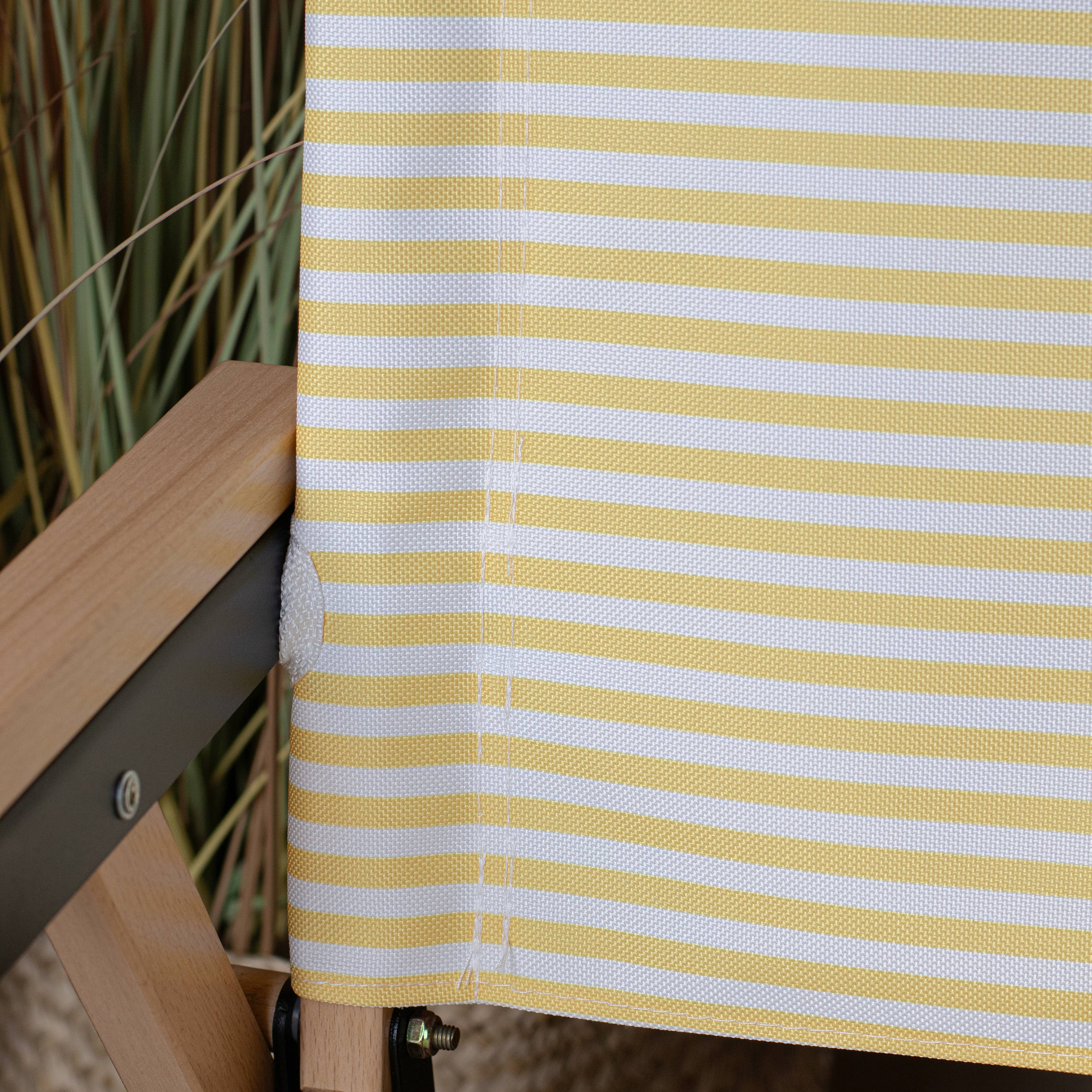 Now's Home - Venta al por mayor Sillas plegables - Silla de playa plegable Playa con estructura de madera de haya y poliéster amarillo a rayas2