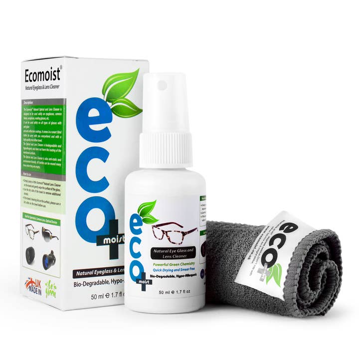 Ecomoist Natural Eyeglass Optical Cleaner 50ml with Fine Microfiber Towel for wholesale by Zamaz Plc