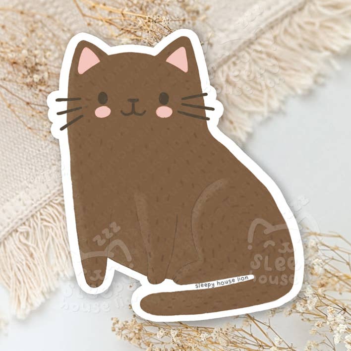 Schokoladenkatze Vinylaufkleber für den Großhandel von Sleepy House Lion