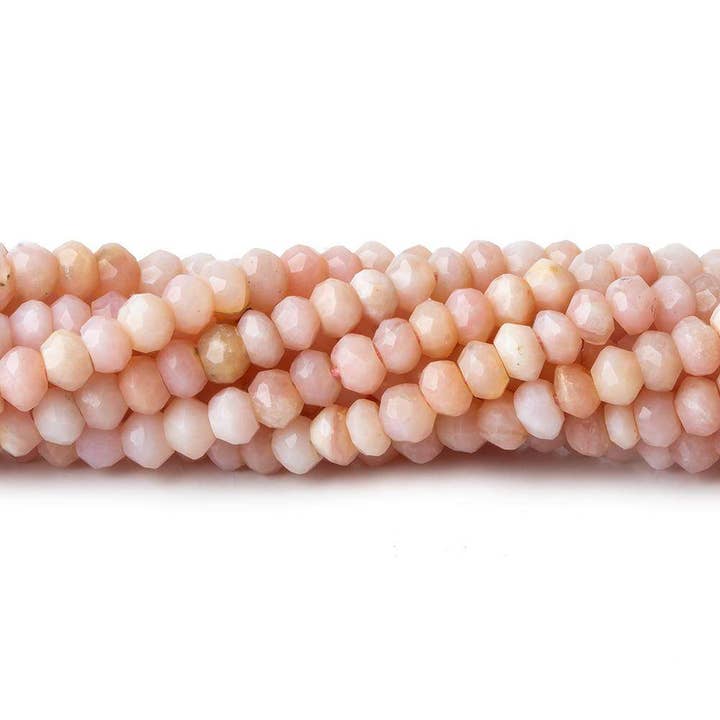 4mm Pink Peruvian Opal faceted rondelle beads 13 inch 125 pieces for wholesale by Beads of Cambay