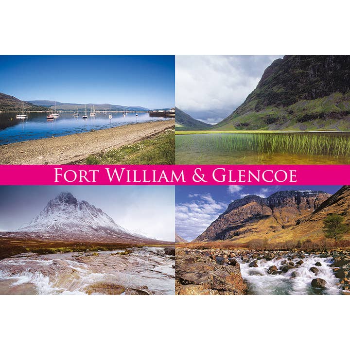 Medelstort vykort Fort William & Glencoe för wholesale av Island Blue Publishing