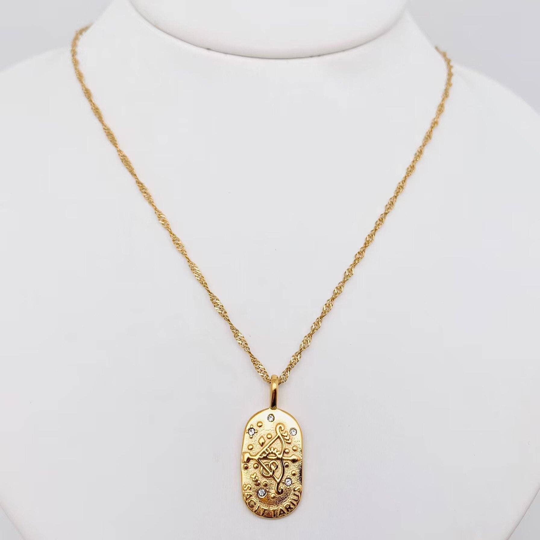 Mio Queena - Wholesale Pendant/Charm Necklace - Zodiac Design 18K Gold Plated 12 Constellation Necklace -FGS8
